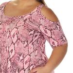 Топ с открытыми плечами и принтом змеи Plus size Wm Fashion, Pink - фото 4