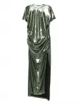 Драпированное платье с металлическим эффектом MIAU by Clara Rotescu, зеленый - фото