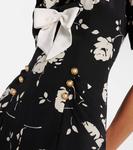 Шелковое платье миди с цветочным принтом Alessandra Rich, Black-White - фото 5
