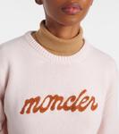 Шерстяной свитер с кашемиром Logo Moncler, Light Pink - фото 4