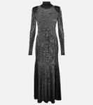 Платье макси из джерси с высоким воротником Tom Ford, черный - фото
