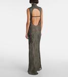 Платье макси с принтом из сетки Acne Studios, Mud Grey - фото 3