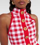 Кроп-топ в клетку Balmain, красный - фото 4