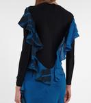 Платье из шелка с принтом и эластичного джерси Marine Serre, Cobalt - фото 5