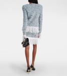 Джинсовый твидовый пиджак с бахромой Balmain, синий - фото 3