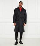 Пальто мужское Hugo шерстяное с поясом, черный - фото