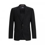 Однобортный пиджак из натуральной шерстяной саржи BOSS, черный - фото