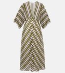 Летний полосатый хлопковый кафтан из вуали Eres, Sailor Pistache - фото