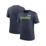 Мужская футболка Heather Navy Seattle Seahawks Team Tri-Blend Nike, синий - фото 2