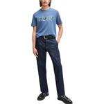 Футболка из хлопка с логотипом HUGO BOSS, синяя - фото 4