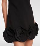 Мини-платье из крепа с цветочной аппликацией Self-Portrait, Black - фото 5