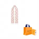 Женский вязаный шарф Louis Vuitton, розовый/белый - фото 5