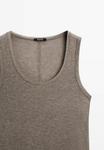 Топ Massimo Dutti ROUND NECK WITH SEAM DETAILS, Brown - фото 8