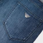 Стройные джинсы с логотипом EMPORIO ARMANI, синие - фото 4