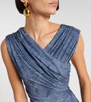 Платье макси из сетки с принтом и сборками Ganni, Denim - фото 4