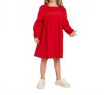 Красное платье из вельвета со сборками Petit Bateau - фото