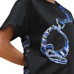 Футболка женская Hermes с рисунком, черный / синий - фото 2