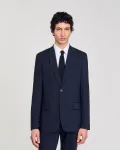 Мужской шерстяной пиджак Sandro, синий - фото