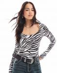 Боди с принтом зебры от Miss Selfridge - фото