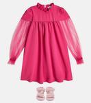 Платье с отделкой из тюля Monnalisa, розовый - фото 2