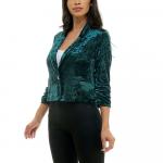 Женский бархатный укороченный блейзер Nina Leonard, черный - фото 3