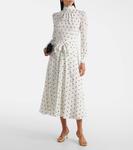 Платье миди из шёлка в горошек Alessandra Rich, White-Navy Blue - фото 2