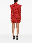 Шелковое платье мини с цветочным принтом Alessandra Rich, красный - фото 4