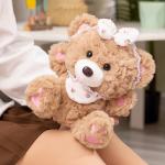 Милый плюшевый мишка с бантом, высота 22 см MLING, Ecru - фото 10