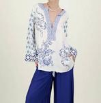 Туника Амальфи белого/синего цвета Me369 - фото