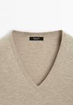 Джемпер Massimo Dutti LONG SLEEVES WITH V-NECK, Sand - фото 11