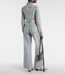 Джинсы широкого кроя с высокой посадкой и монограммой Acne Studios, синий - фото 3