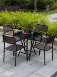 Комплект садовой мебели Green Water: 2 стула, стол складной круглый стеклянный 70 см, черный/коричневый - фото 2