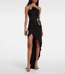 Вышитое асимметричное платье David Koma, Black/Silver - фото 2