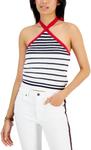 Женский полосатый хлопковый свитер-халтер от Tommy Hilfiger, White - фото