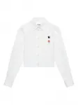 Укороченная рубашка с принтом-логотипом MSGM, белый - фото
