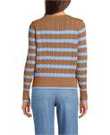 Женский свитер Drifter Modern Cable Crew Lands' End, Canyon camel/blue stripe - фото 2