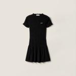 Мини-платье из крепа-жоржета MIU MIU, черный - фото