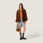 Замшевая куртка-блузон MIU MIU, бренди - фото 2