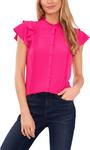 Блуза CeCe Short Sleeve Pin Tuck Ruffled Blouse, цвет Bright Rose - фото 3