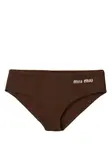 Плавки бикини с логотипом MIU MIU, коричневый - фото