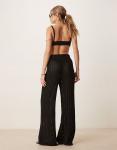 Брюки-палаццо ASOS DESIGN Pointelle, черный цвет - фото 5