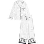 Victoria's Secret Пижамный комплект легкий блестящий атласный женский белый в горошек - фото 2