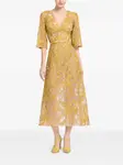 Платье миди с цветочной вышивкой Elie Saab, желтый - фото 2