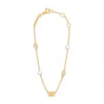 Браслет из латуни со стразами и жемчугом из смолы CELINE - фото