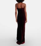 Платье из бархата с бантом и сборками Alessandra Rich, Bordeaux - фото 3