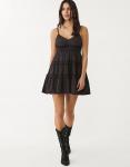 Мини-платье Stradivarius с бретельками и оборками, черное - фото