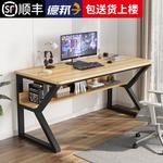 Компьютерный стол Xinmeikai с полкой, черная рама + карбоновая столешница, 160x60x74 см - фото 2