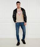 Футболка мужская Guess Jeans облегающего кроя с большим логотипом бренда, бежевый - фото 2