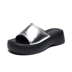 Шлепанцы женские Zhr, серебряный - фото