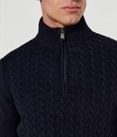 Свитер мужской Joop! Jeans вязаный с воротником на молнии, синий - фото 4